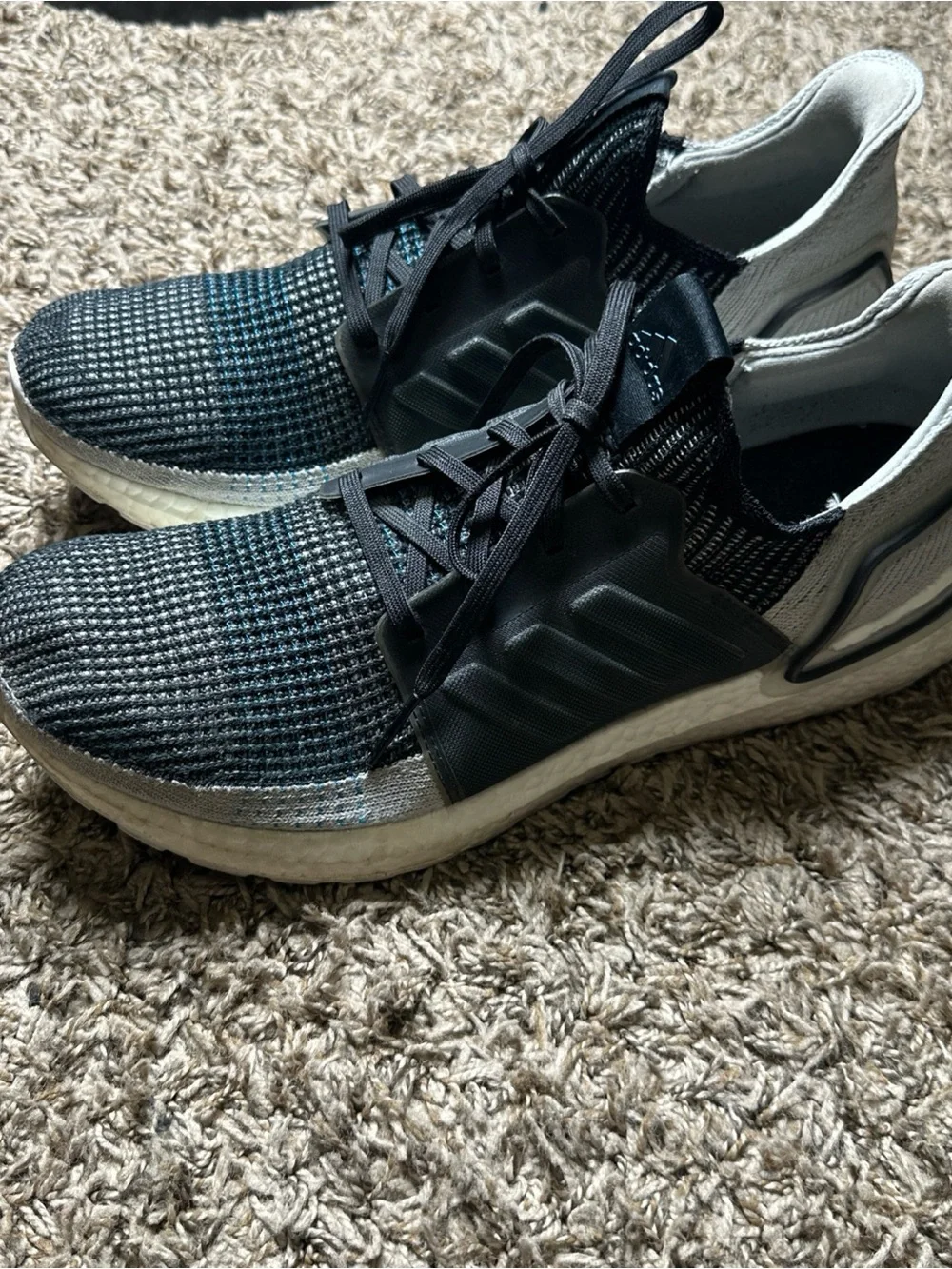 Adidas UltraBoost 19 Men’s Size 13 Black Gray Blue Running Shoes F35242 Boost